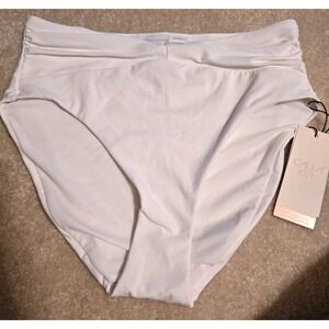 : Calia Shirred V Front High Rise Bottom Women's Small‎ Pure White NWT